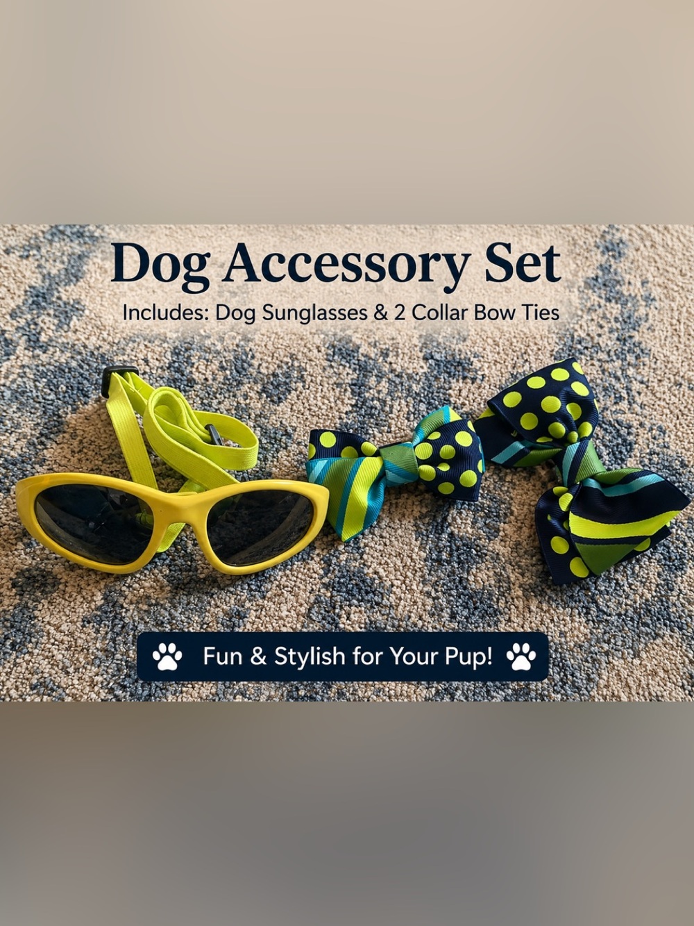 Dog Accessory Bundle Sunglasses & 2 Collar Bow Ties